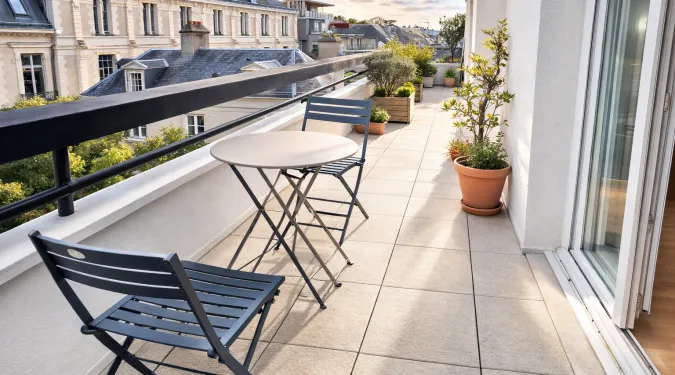  vue terrasse appartement T3 au dernier étage d'une résidence récente à vendre sur Tours | GAUTARD Immobilier transactions