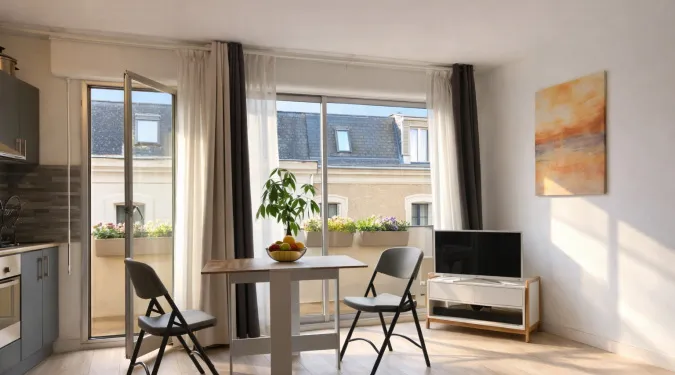 Vue aménagée pièce principale Appartement T3 clé en main proche Tram à vendre sur Tours-Nord  | GAUTARD Immobilier transactions