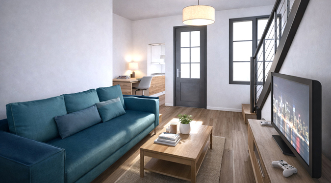 Photo pièce principale appartement Type 2 Duplex de 35 m2 pour investir sur Tours Centre | Bien proposé par GAUTARD Immobilier'