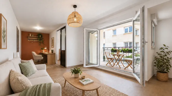 pièce à vivre appartement T2 neuf de 40 m2 proche IUT, Quartier St Symphorien pour investir sur Tours Nord  | GAUTARD Immobilier Transactions